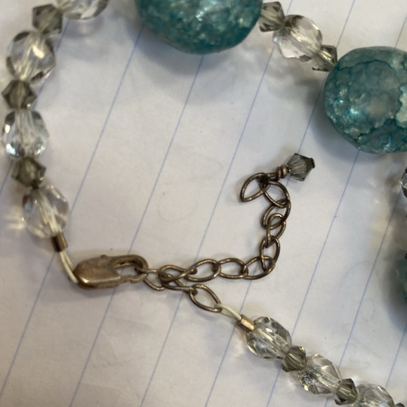 Turquoise Blue Crackle Beads Vintage Necklace 50s 60s - Picture 9 of 10